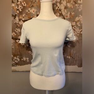 Adult small light blue cropped t-shirt